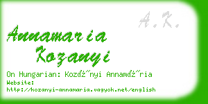 annamaria kozanyi business card